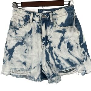 BP MID-RISE DISTRESSED BLEACH DYE CUTOFF DENIM SHORTS NWT‎ WOMEN'S SIZE 25